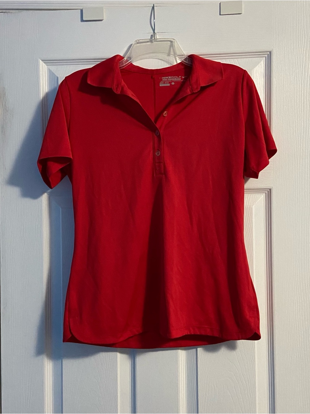 Nike Golf Tour Performance Women’s Red Dri-Fit Short Sleeve Polo Top Size L